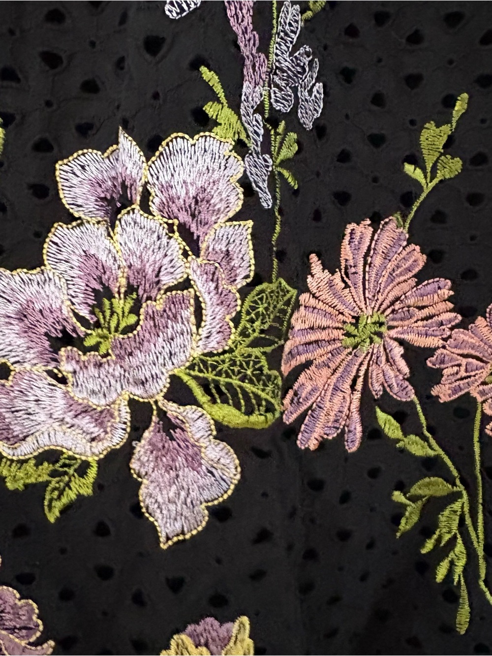 Anthropologie Meadow Rue Small Harriet Purple Floral Embroidered Black Top - Picture 5 of 7